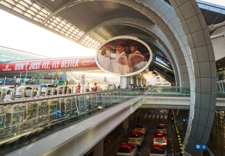 Airport terminal interior with accessible features